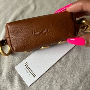 Hammitt Brown Leather Keychain with Gold Accents
